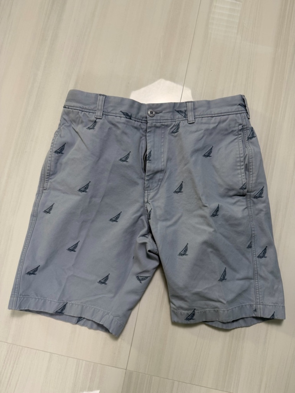 L.L. Bean Light Blue Shorts with Navy Sailboat Embroidery